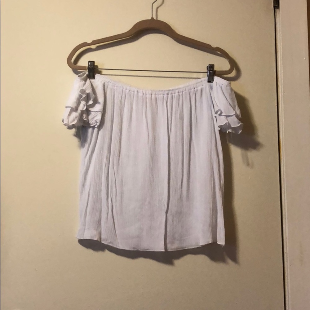 LA hearts off the shoulder top